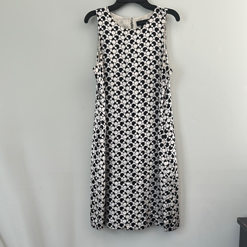 Polka Dot Sleeveless Dress - Black and White
